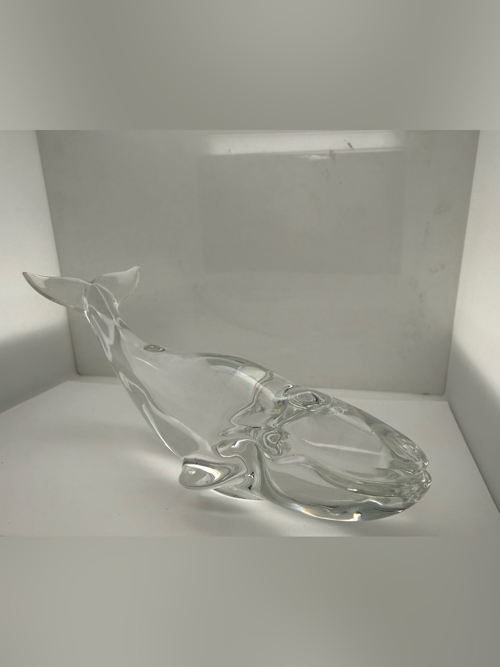 Baccarat Clear Art Glass Crystal Whale Figurine Sculpture